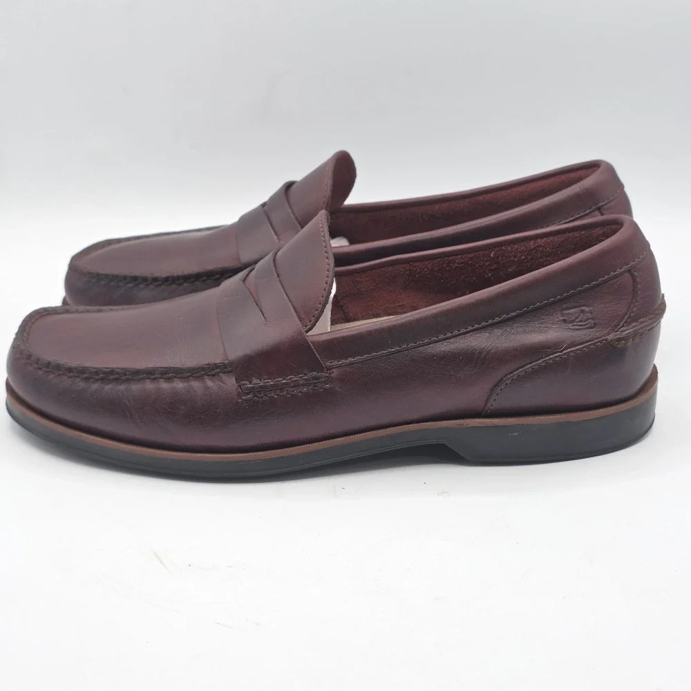 Sperry Penny Loafer Mens 13M Burgundy Leather Slip On Moc Toe 0841767 Classic